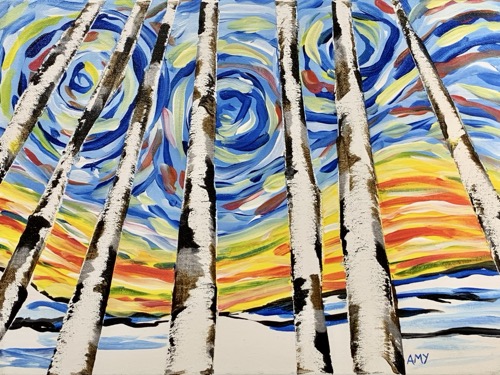 Let's Paint! Acrylics: Abstract Birch - Sept 4th 6:00PM (Freeland) - Image 2